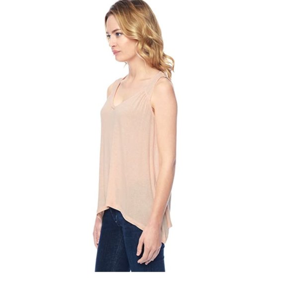 NWT Splendid Vneck Shirt Tank Top Color Peach Size Small Flared Hem $70 K223 - Picture 3 of 3
